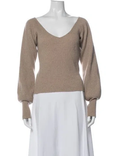 Pre-owned Reformation Cashmere V-neck Sweater In Neutral
