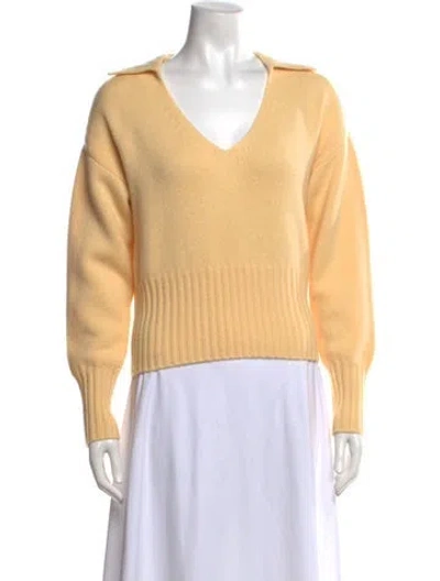 Pre-owned Reformation Cashmere V-neck Sweater In Neutral