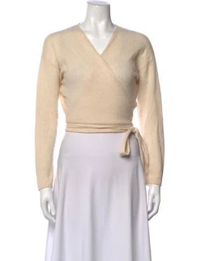 Pre-owned Reformation Cashmere V-neck Sweater In Neutrals