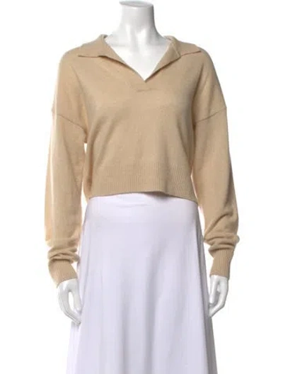 Pre-owned Reformation Cashmere V-neck Sweater In Neutrals