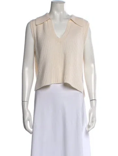 Pre-owned Reformation Cashmere V-neck Sweater In Neutrals