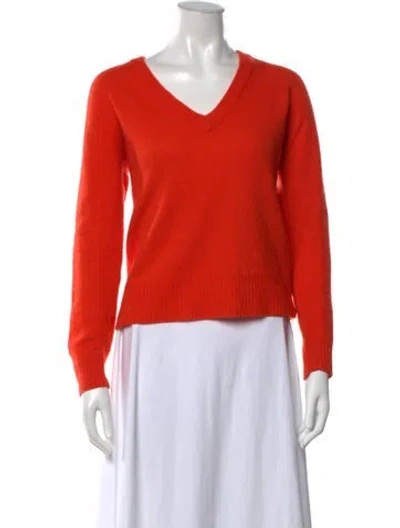 Pre-owned Reformation Cashmere V-neck Sweater In Orange
