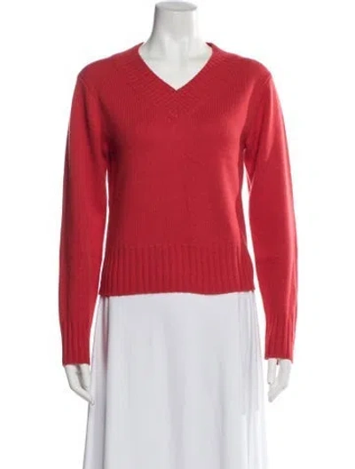 Pre-owned Reformation Cashmere V-neck Sweater In Red