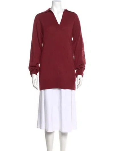 Pre-owned Reformation Cashmere V-neck Sweater In Red