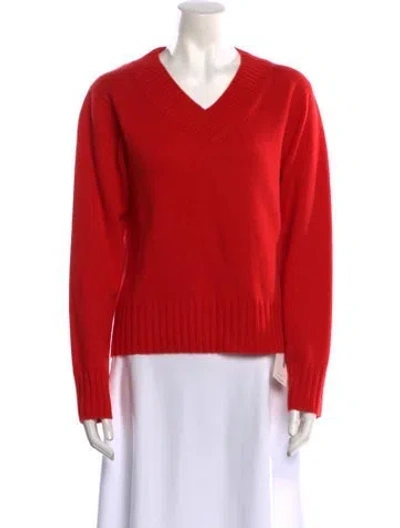 Pre-owned Reformation Cashmere V-neck Sweater In Red