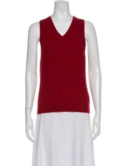 Pre-owned Reformation Cashmere V-neck Sweater In Red