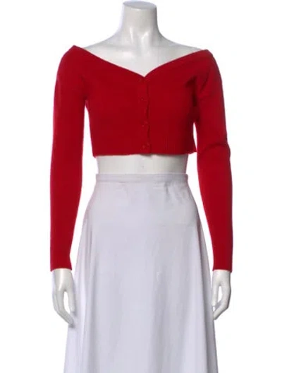 Pre-owned Reformation Cashmere V-neck Sweater In Red
