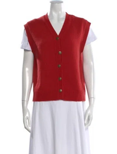 Pre-owned Reformation Cashmere V-neck Sweater In Red