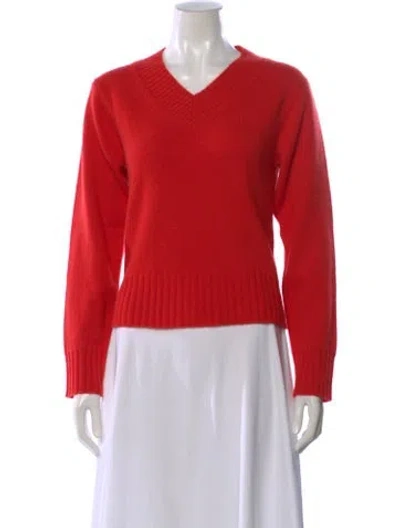 Pre-owned Reformation Cashmere V-neck Sweater In Red