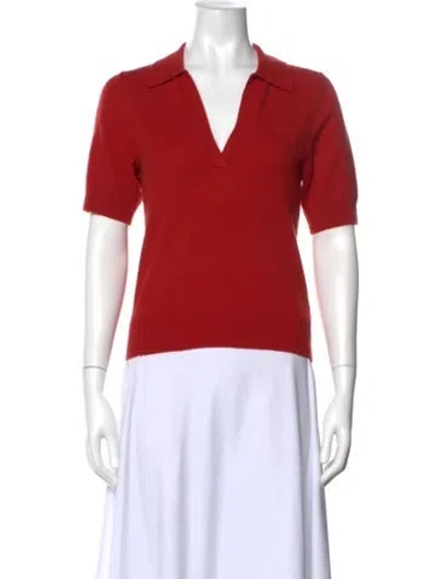 Pre-owned Reformation Cashmere V-neck Sweater In Red