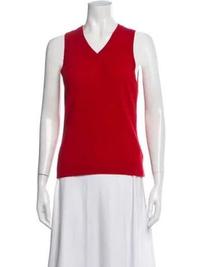 Pre-owned Reformation Cashmere V-neck Sweater In Red