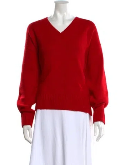 Pre-owned Reformation Cashmere V-neck Sweater In Red