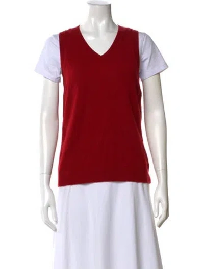 Pre-owned Reformation Cashmere V-neck Sweater In Red