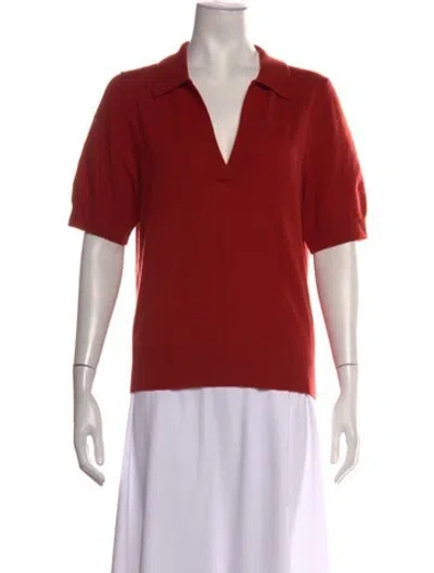 Pre-owned Reformation Cashmere V-neck Sweater In Red