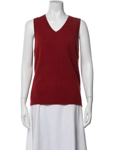 Pre-owned Reformation Cashmere V-neck Sweater In Red