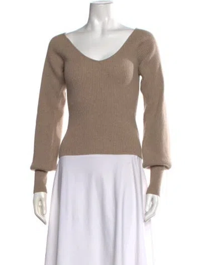 Pre-owned Reformation Cashmere V-neck Sweater W/ Tags In Neutrals