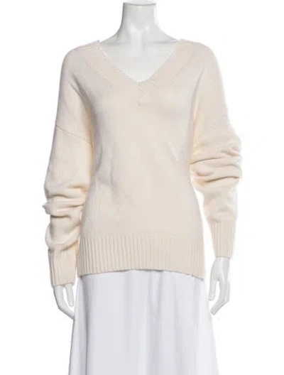 Pre-owned Reformation Cashmere V-neck Sweater W/ Tags In White
