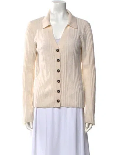 Pre-owned Reformation Cashmere V-neck Sweater In White