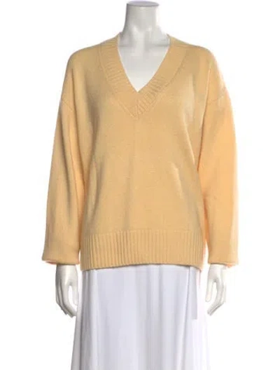 Pre-owned Reformation Cashmere V-neck Sweater In Yellow