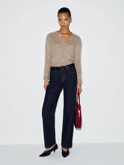 Reformation Caspia Brushed Cashmere Cropped Cardigan Natural Large In Neutral