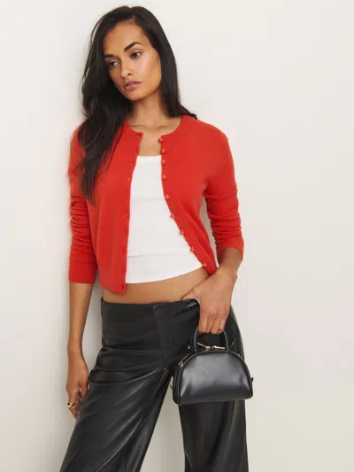 Reformation Caspia Cashmere Cropped Cardigan In Paprika