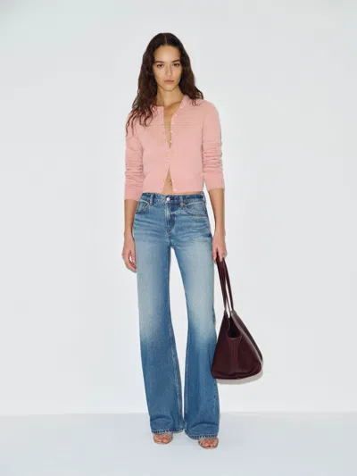 Reformation Caspia Cashmere Cropped Cardigan Pink Xl