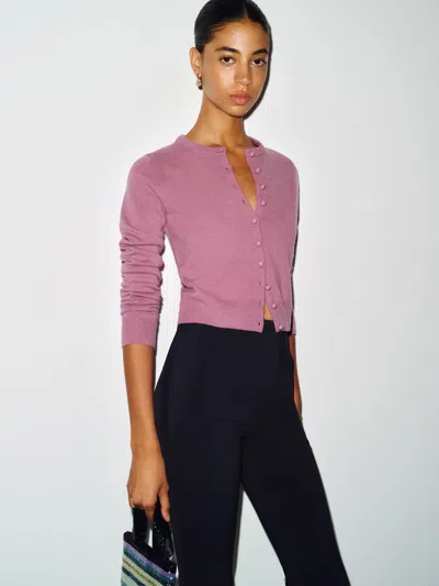 Reformation Caspia Cashmere Cropped Cardigan Purple Large