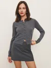 Reformation Caspia Cashmere Cropped Cardigan In Thunder