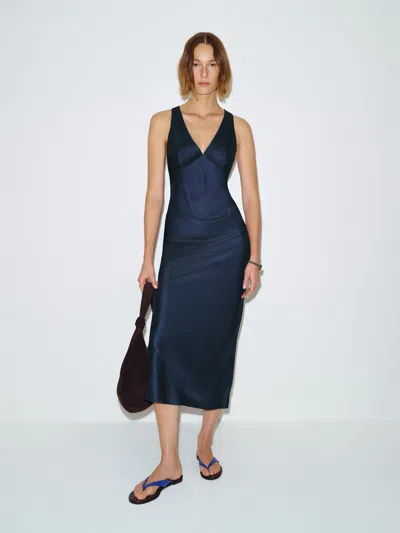Reformation Ensemble En Soie Cassidy Bleu 34 In Blue