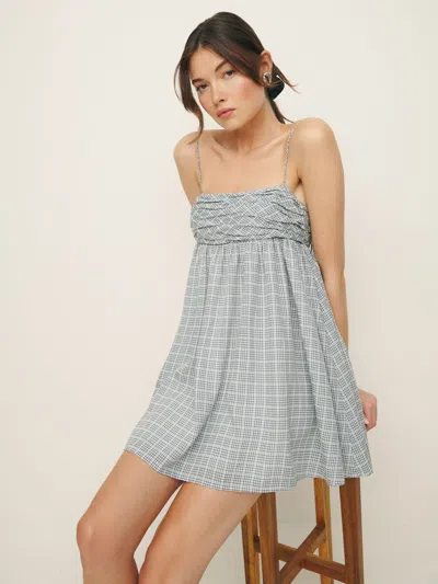 Reformation Catarina Dress In Vintage Blue Check