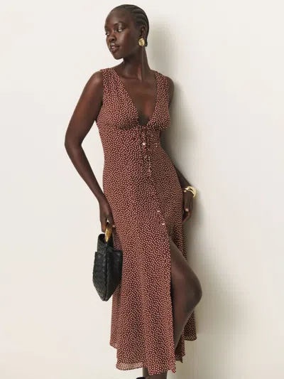 Reformation Ceara Dress In Choco Dot