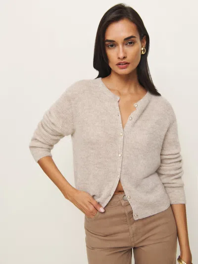 Reformation Cece Alpaca Ribbed Cardigan In Barley