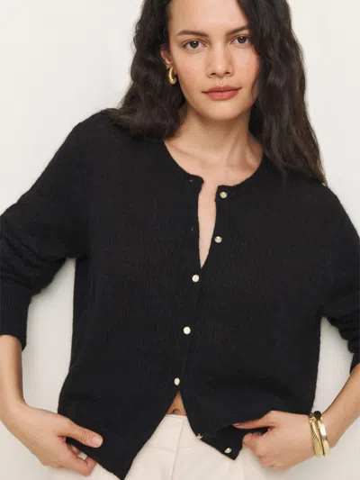 Reformation Cece Ribbed Cardigan In Black