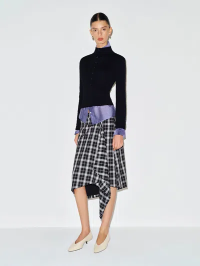 Reformation Cece Skirt Black/white Plaid 0