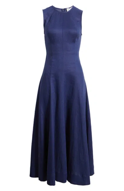 Reformation Cecila Sleeveless Linen Maxi Dress In Blue