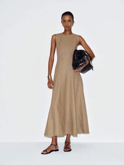 Reformation Cecilia Linen Dress Natural 10 In Brown
