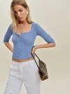 Reformation Celia Linen Cotton Cardigan In Blue Moon