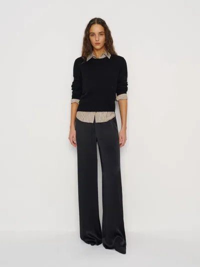 Reformation Celine Low Rise Silk Wide Leg Pant Black Xs