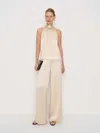 Reformation Celine Low Rise Silk Wide Leg Pant In Neutral