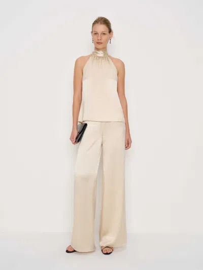 Reformation Celine Low Rise Silk Wide Leg Pant In Neutral