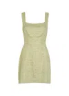 Reformation Celosia Gingham-jacquard Linen Mini Dress In Green