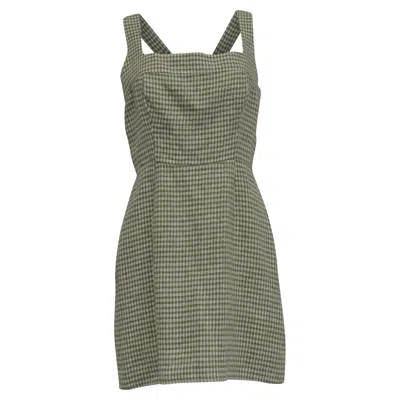 Reformation Celosia Gingham-print Mini Dress In Green Cotton