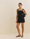 Reformation Celosia Sleeveless Linen Minidress In Black