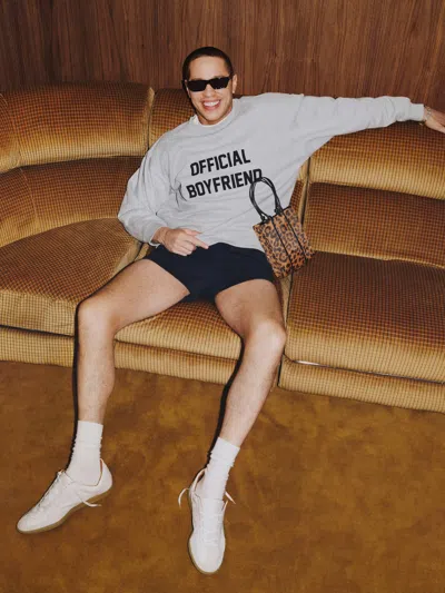 Reformation Chad Classic Crewneck Sweatshirt In Official Boyfriend Sweatshirt Heather Grey And Black