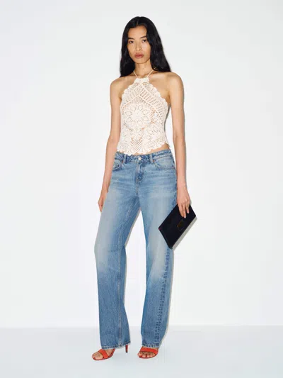Reformation Charlee Low Rise Straight Leg Jeans Blue Denim 33