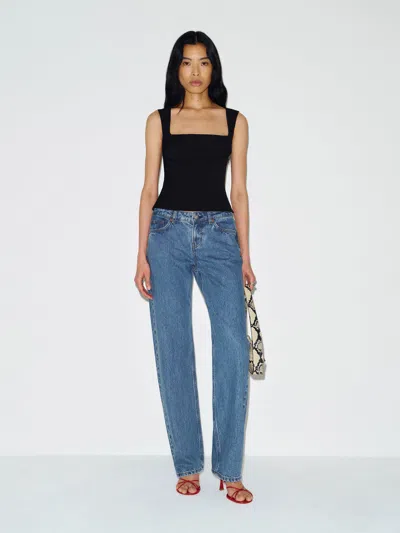 Reformation Charlee Low Rise Straight Leg Jeans Blue Denim 34