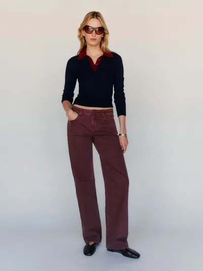 Reformation Charlee Low Rise Straight Leg Jeans Purple Denim 24
