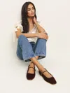 Reformation Charlie Ballet Flat In Dark Cherry Velvet