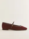 Reformation Charlie Ballet Flat In Ruby Suede