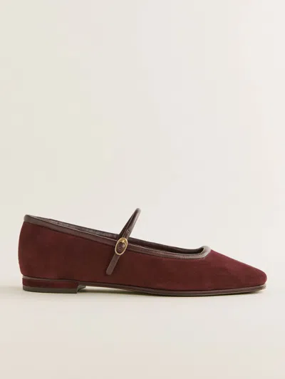 Reformation Charlie Ballet Flat In Ruby Suede